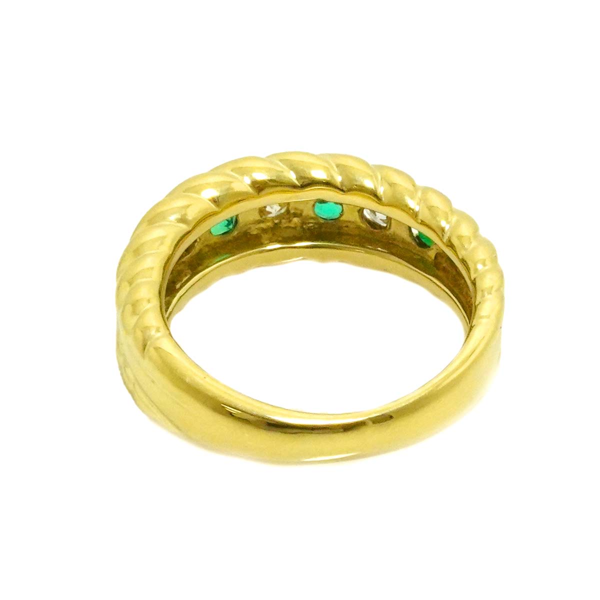 Emerald 0.45ct Diamond 0.34ct Ring 18K YG 750 size4.5-4.75((US)