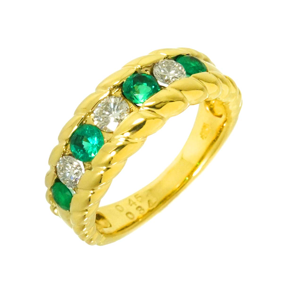 Emerald 0.45ct Diamond 0.34ct Ring 18K YG 750 size4.5-4.75((US)