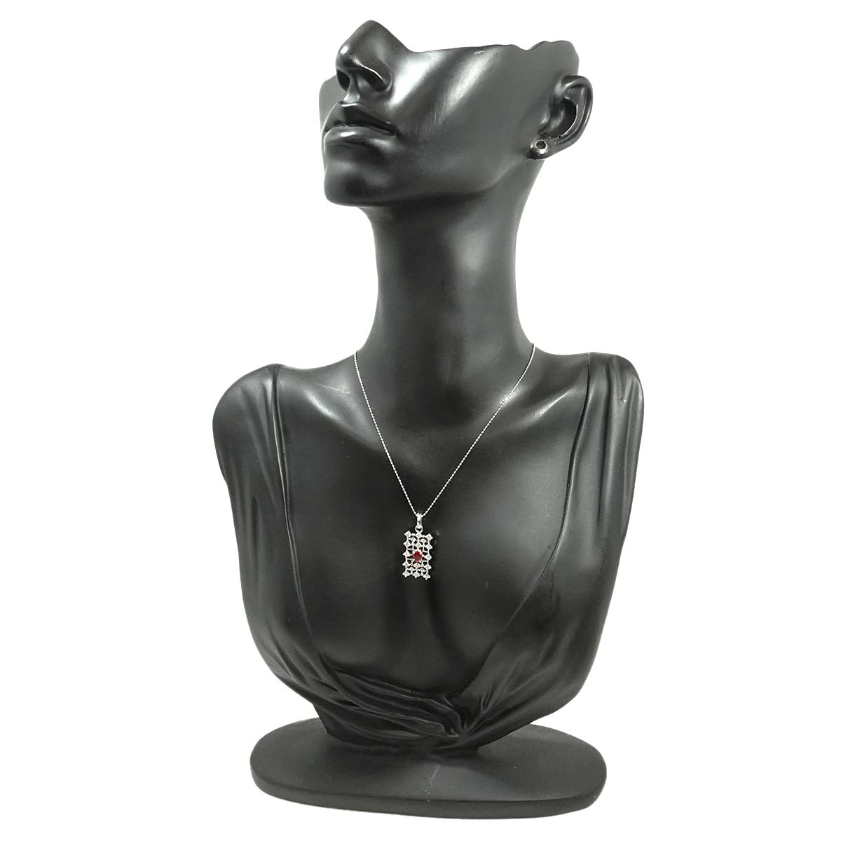 Ruby 0.41ct Diamond 0.72ct Necklace 18K 18K White Gold 750