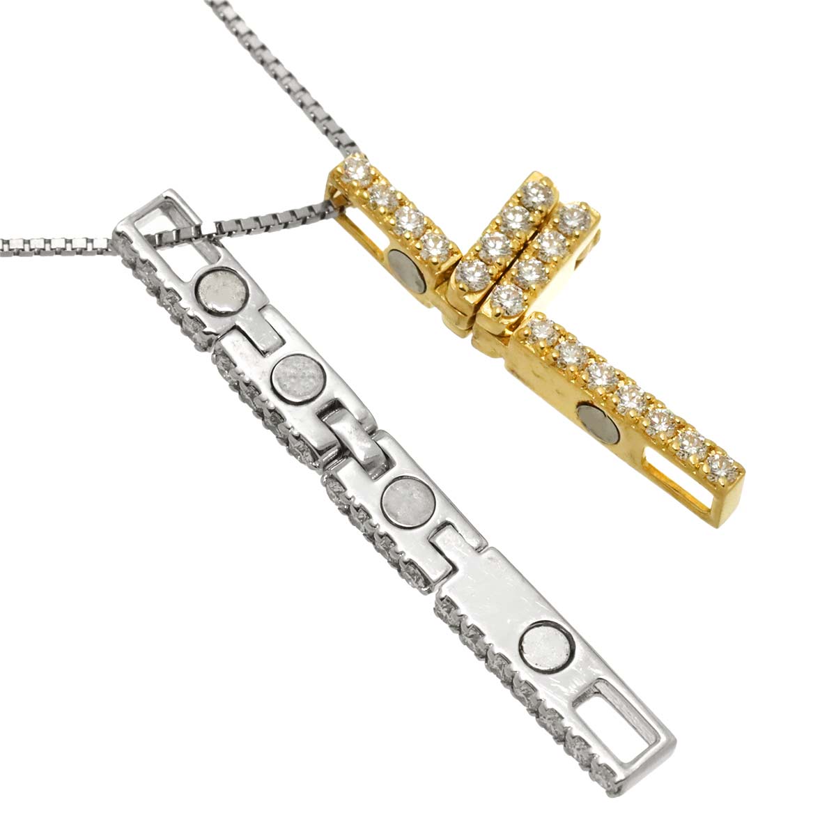 Diamond 0.32ct/0.32ct Necklace K18 WG YG 750