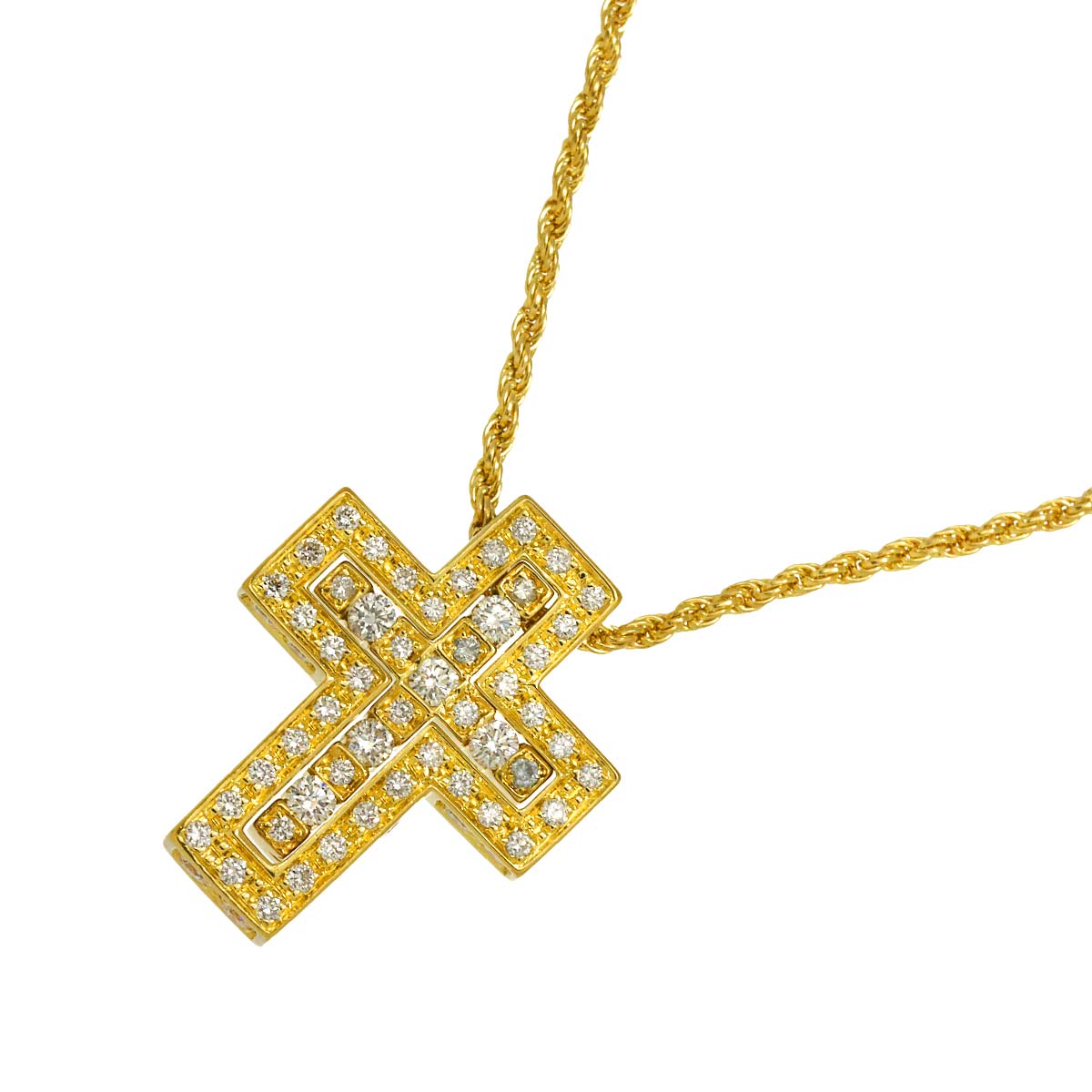 Belle Epoque XS Diamond Cross Necklace 18K YG 750