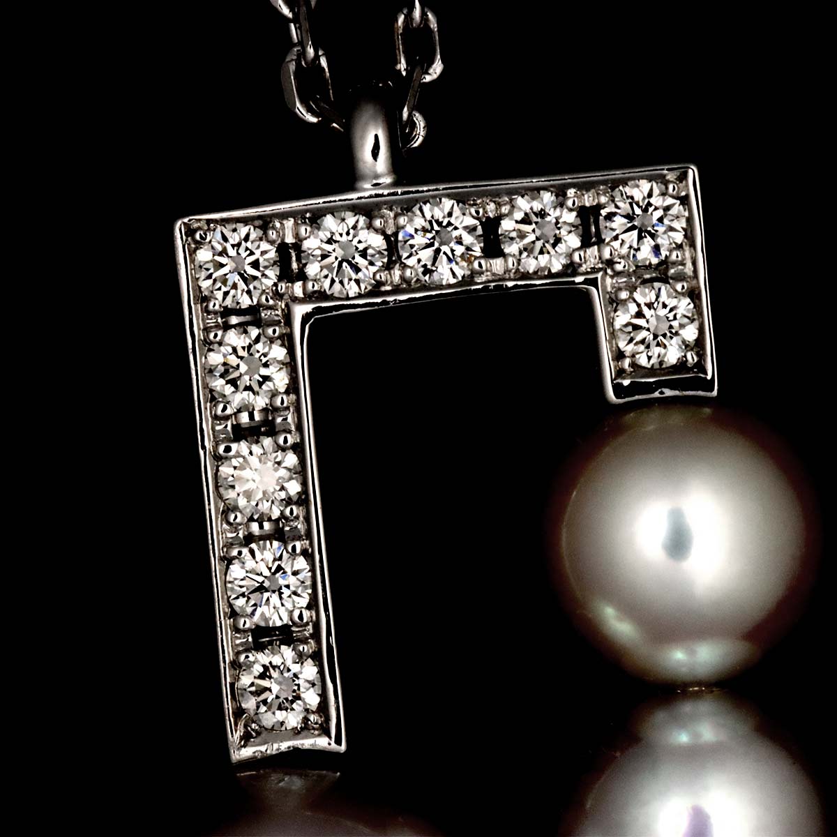 Balance Akoya Pearl 8.9-5.3mm Diamond 0.09ct Necklace 18K WG 750