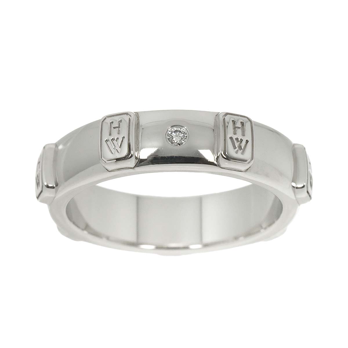 HW Logo Diamond Ring 18K WG 750 size4.5US)