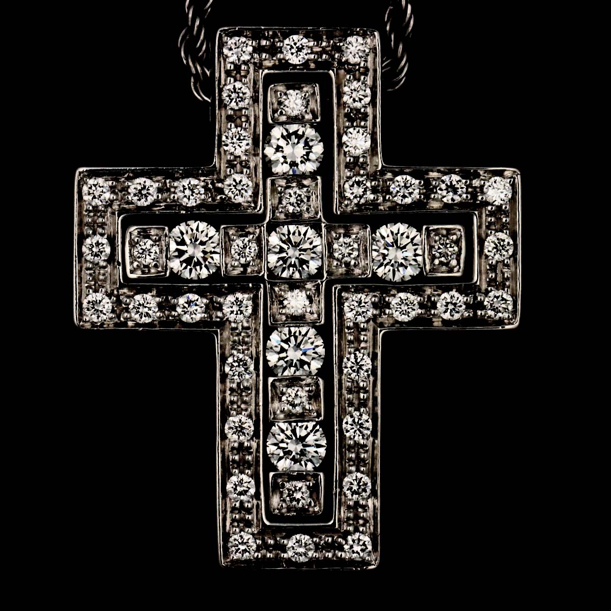Belle Epoque Diamond Cross Necklace XS 18K WG 750