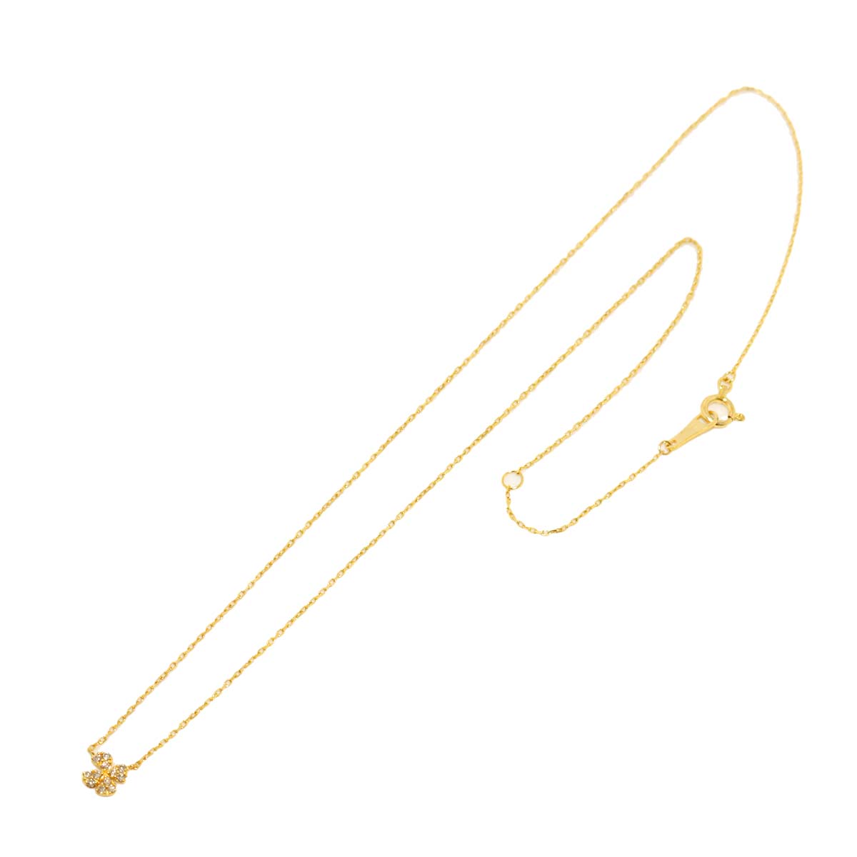 Clover Diamond 0.05ct Necklace 18K YG Yellow Gold 750