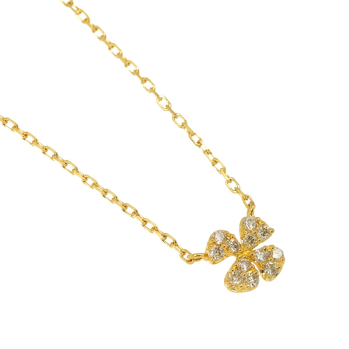 Clover Diamond 0.05ct Necklace 18K YG Yellow Gold 750