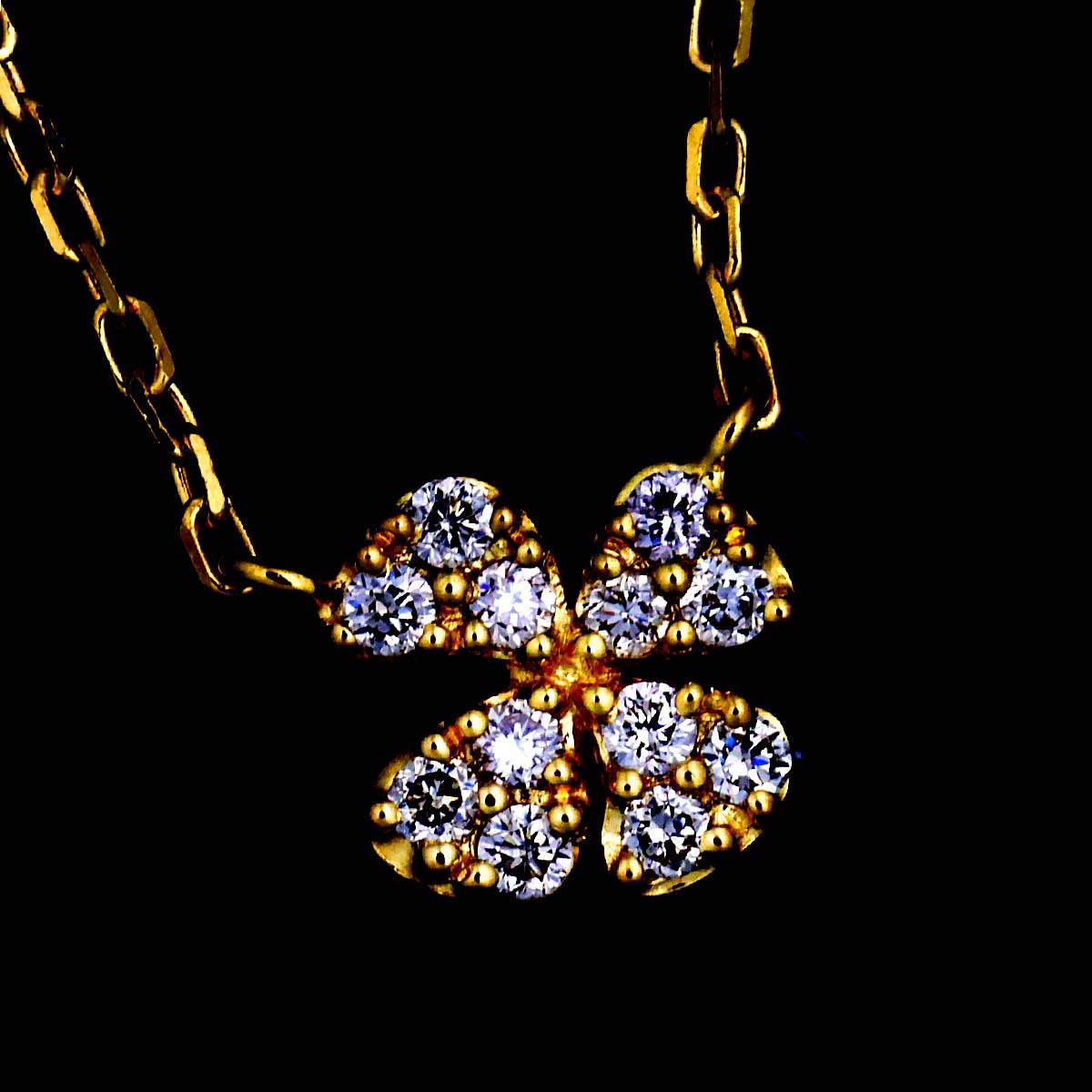 Clover Diamond 0.05ct Necklace 18K YG Yellow Gold 750