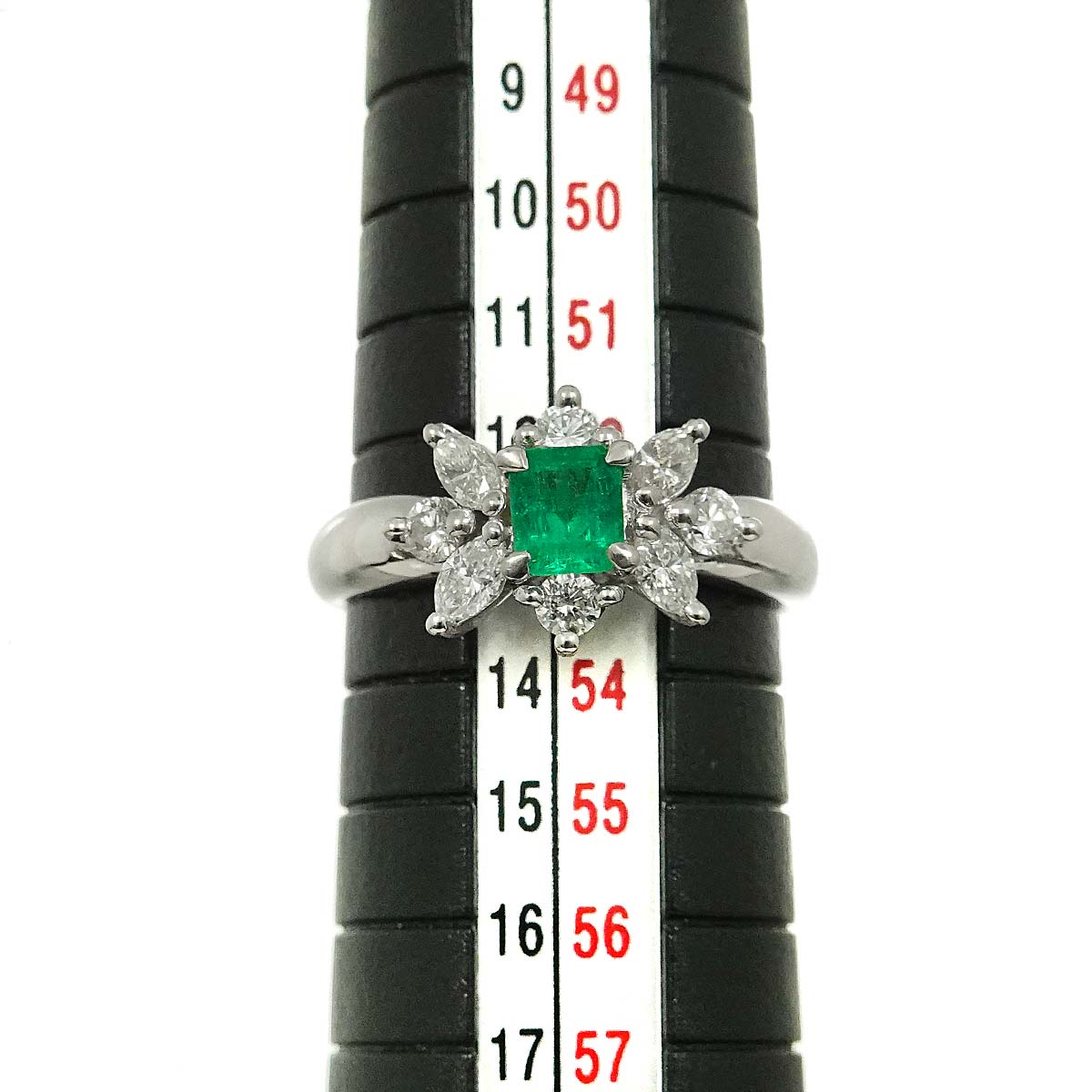 Emerald 0.36ct Diamond 0.53ct Ring Pt Platinum Size6.25-6.5(US)