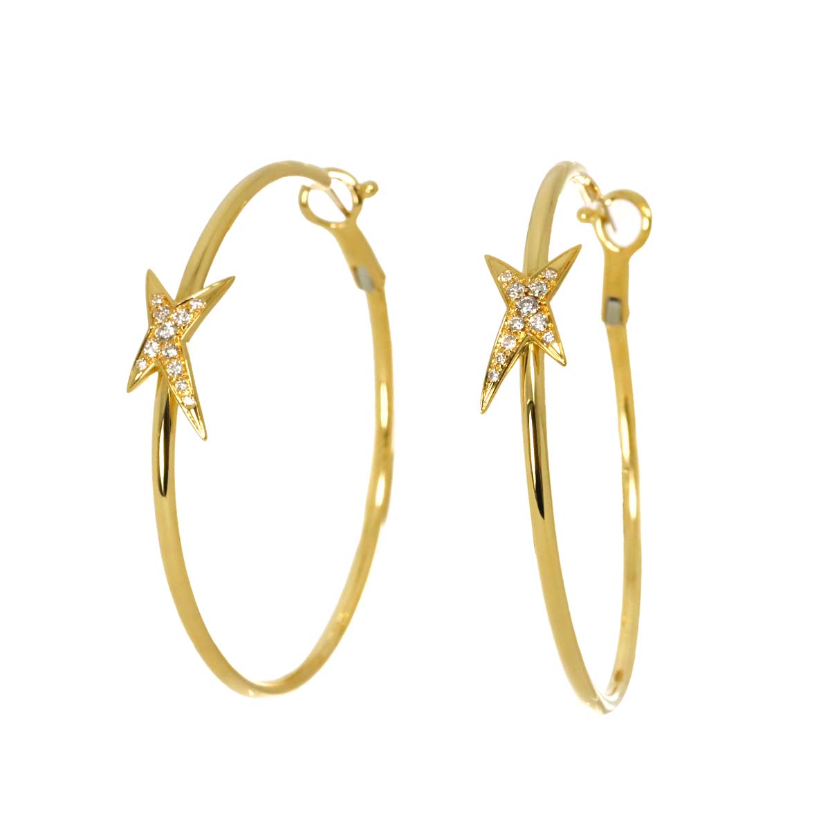 Mes Nuances Hoop Diamond Earrings Pierced 18K YG 750