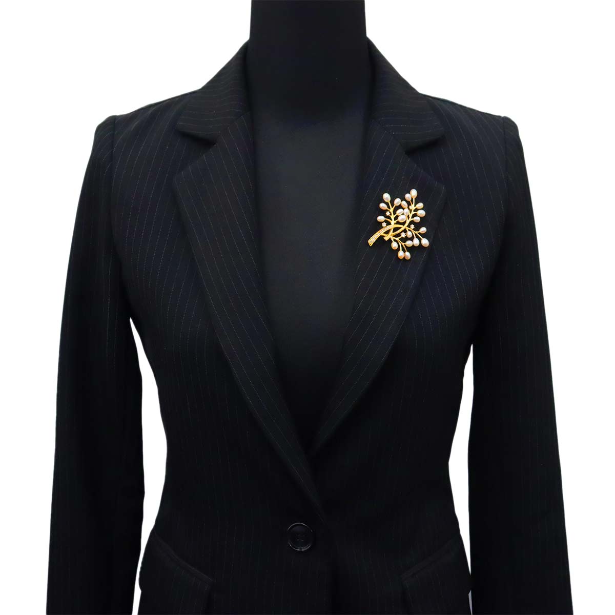 Freshwater cultured pearl Diamond 0.65ct Brooch 18K YG 750