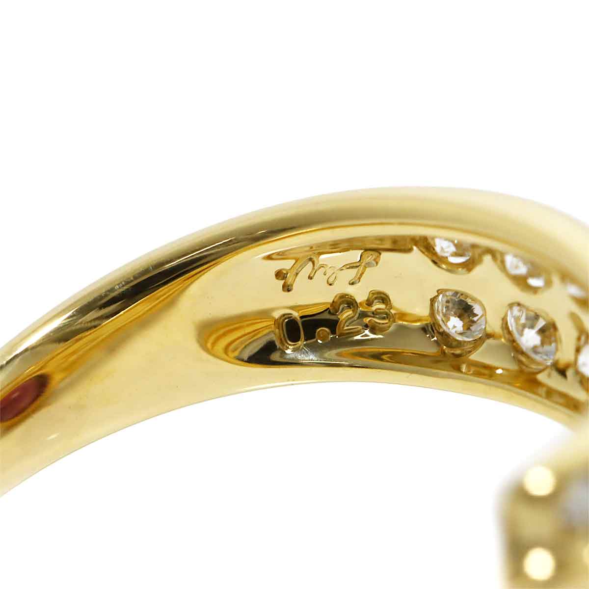 Garnet 3.15ct Diamond 0.23ct Ring 18K YG 750 size7.25(US)