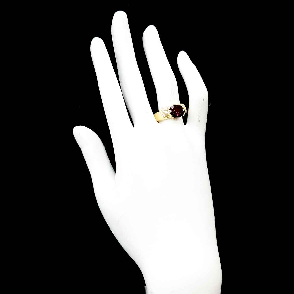 Garnet 3.15ct Diamond 0.23ct Ring 18K YG 750 size7.25(US)