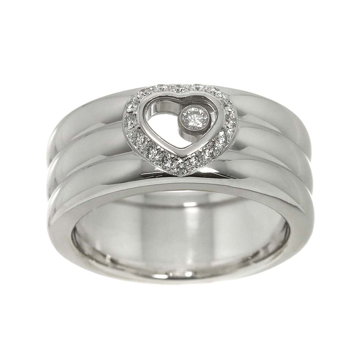Happy Diamond Heart Ring 18K White Gold 750 Size6.25-6.5(US)