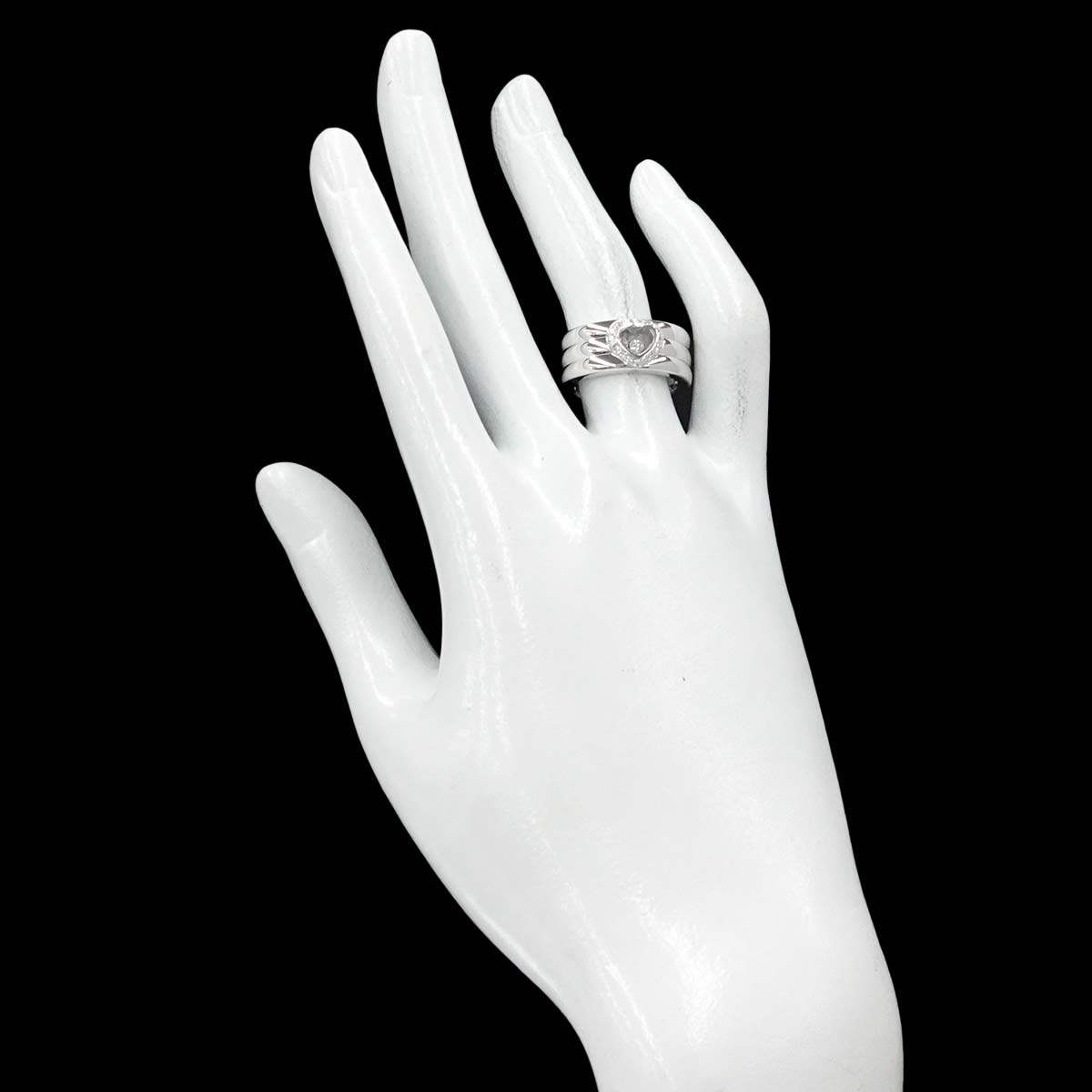 Happy Diamond Heart Ring 18K White Gold 750 Size6.25-6.5(US)