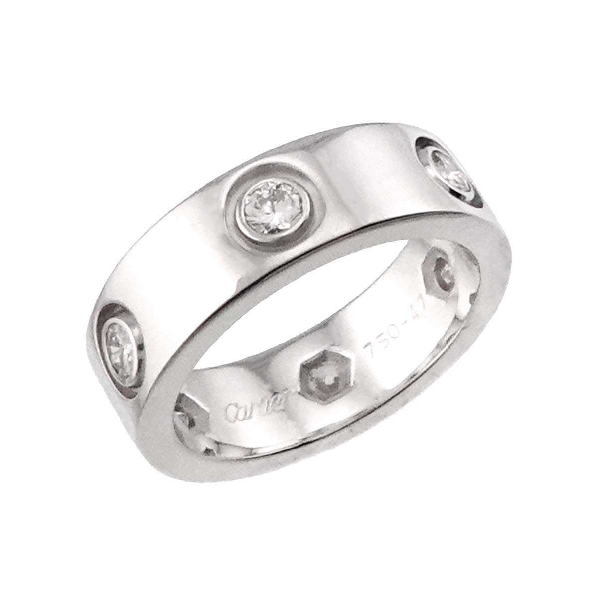 Love Ring Full Diamond 6P 18K White Gold 750 size47 3.75-4(US)