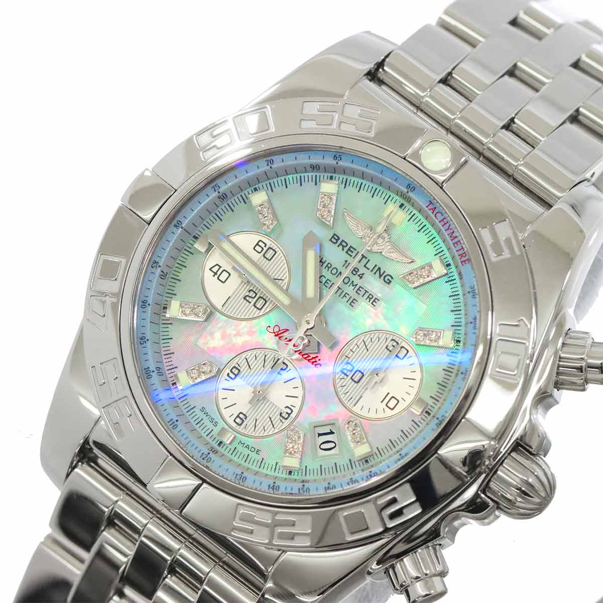 Chronomat 44 AB0110 Chronograph Date White Shell Dial Mens