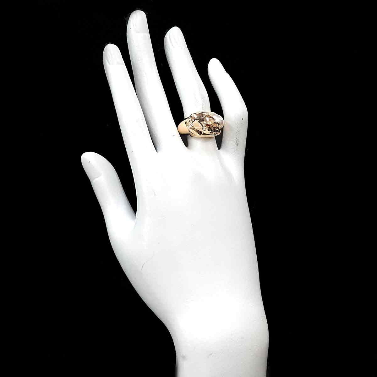 Pantel Akoya Pearl Emerald Onyx Ring 18K YG 750 53 6.25-6.5(US)