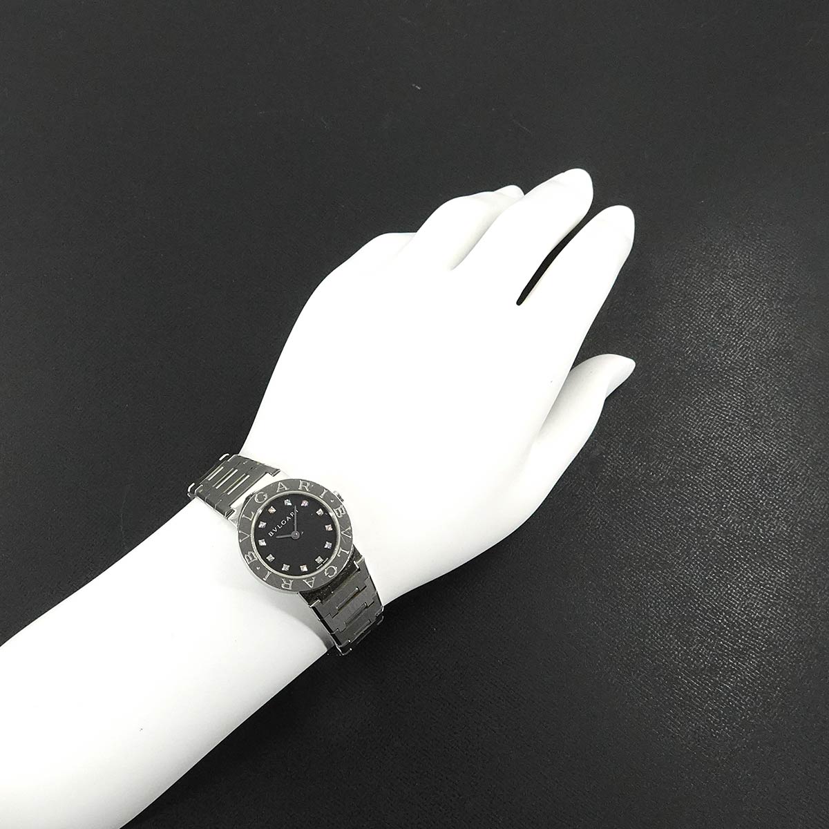 BVLGARIBVLGARI BB26SS 12P Diamond Quartz Black Dial Ladies