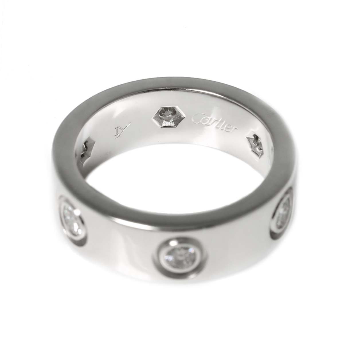 Love Full Diamond Ring 18K White Gold 750 size46 3.75(US)