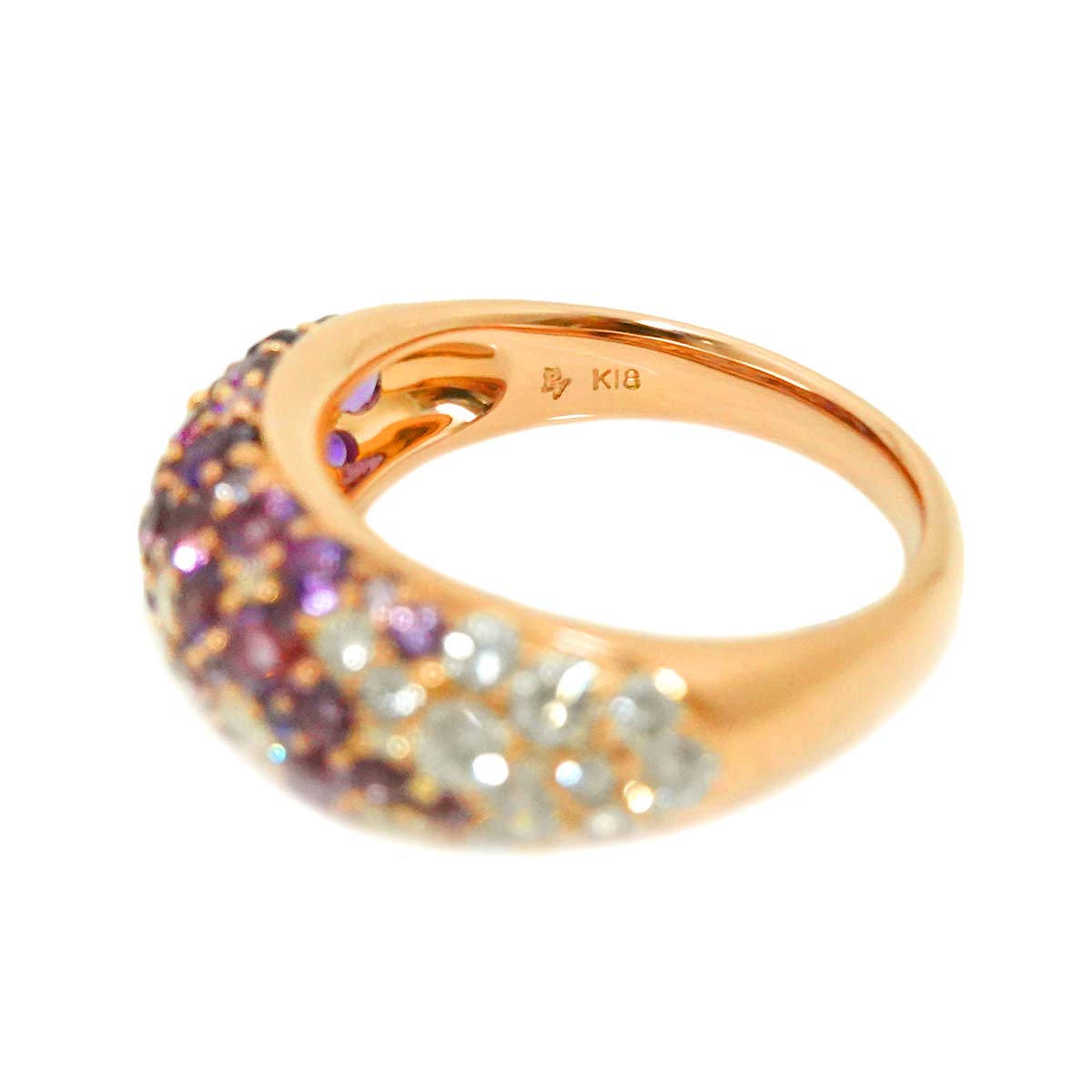 Multi Stone Diamond 0.77ct Ring 18K PG 750 6.25-6.5(US)