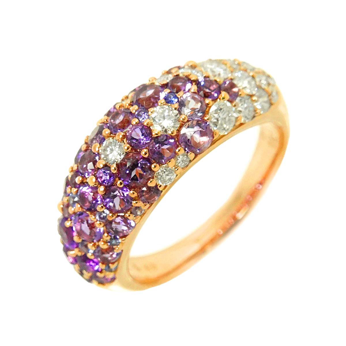 Multi Stone Diamond 0.77ct Ring 18K PG 750 6.25-6.5(US)