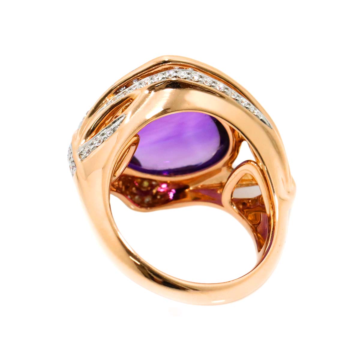 Amethyst 10.91ct Diamond 0.66ct Ring 18K PG 6.75(US)