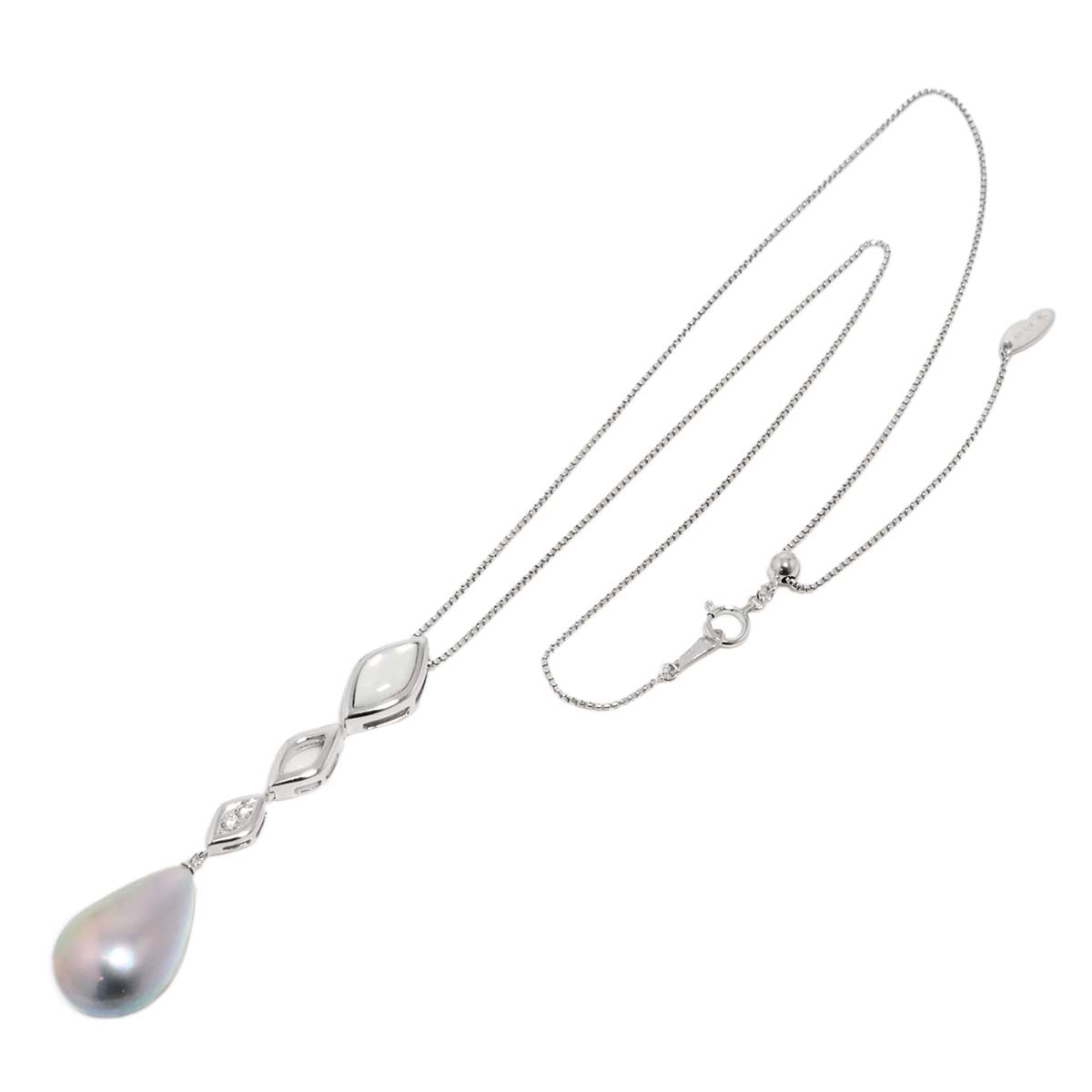 Mabe Pearl MOP Diamond 0.06ct Necklace 18K WG 750