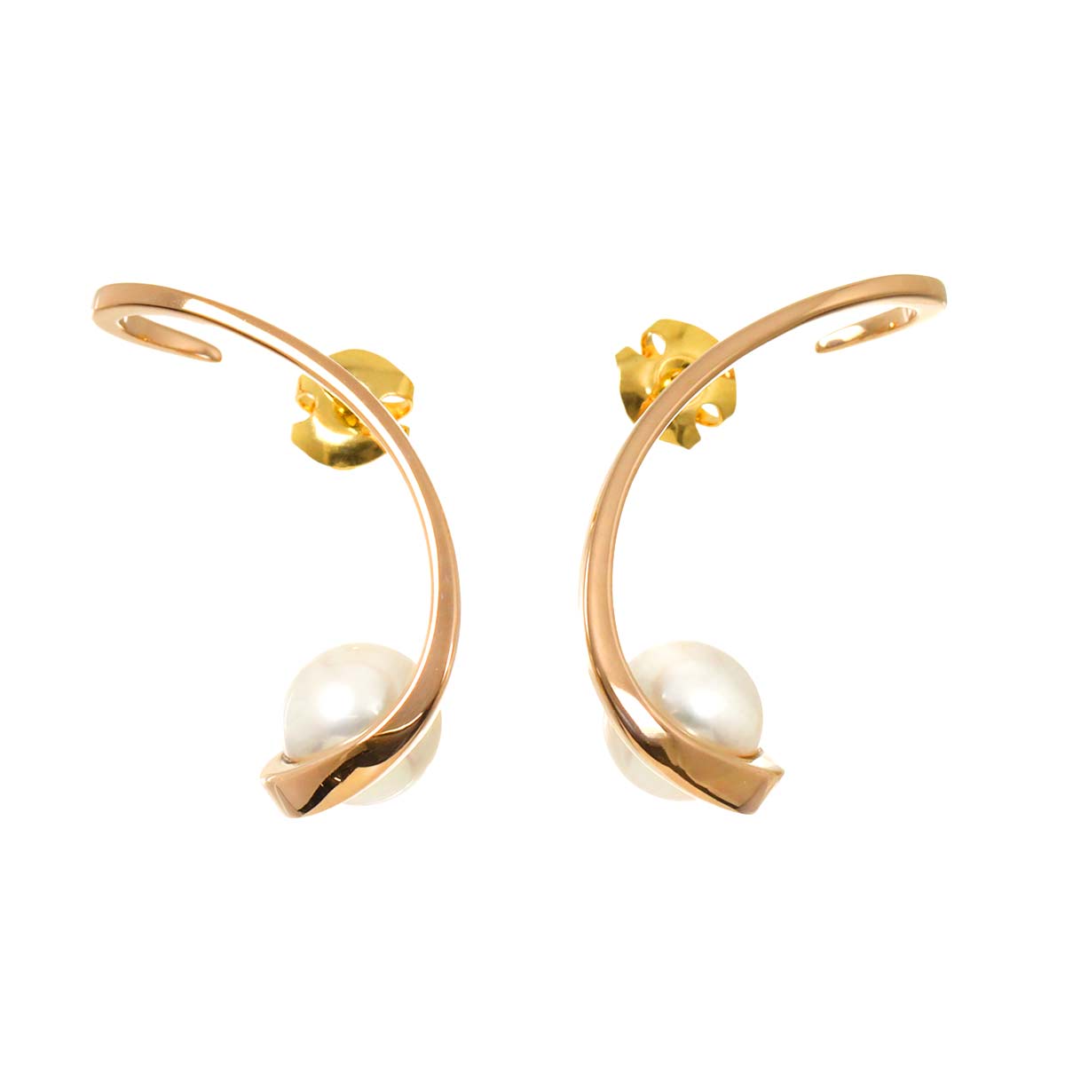 Aurora Akoya Pearl 8.2mm Earrings Pierced 18K PG 750