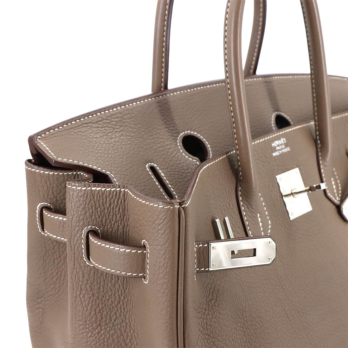 Birkin 35 Taurillon Clemence Etoupe Hand Bag Purse Beige