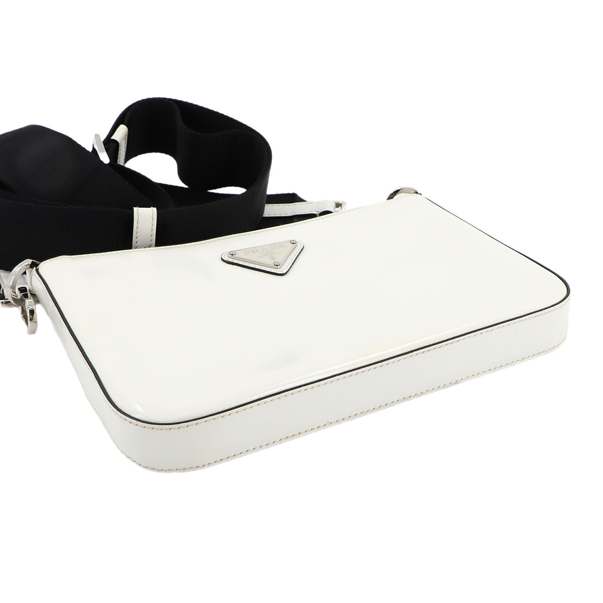 Shoulder Bag Leather White Black 2VH129 Purse