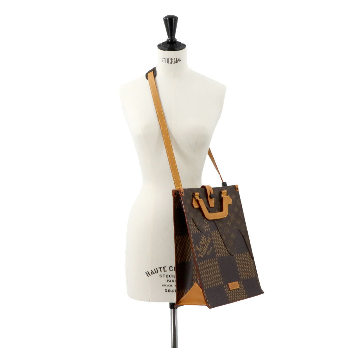 Giant Damier Mini Tote Shoulder Bag Ebene NIGO N40355