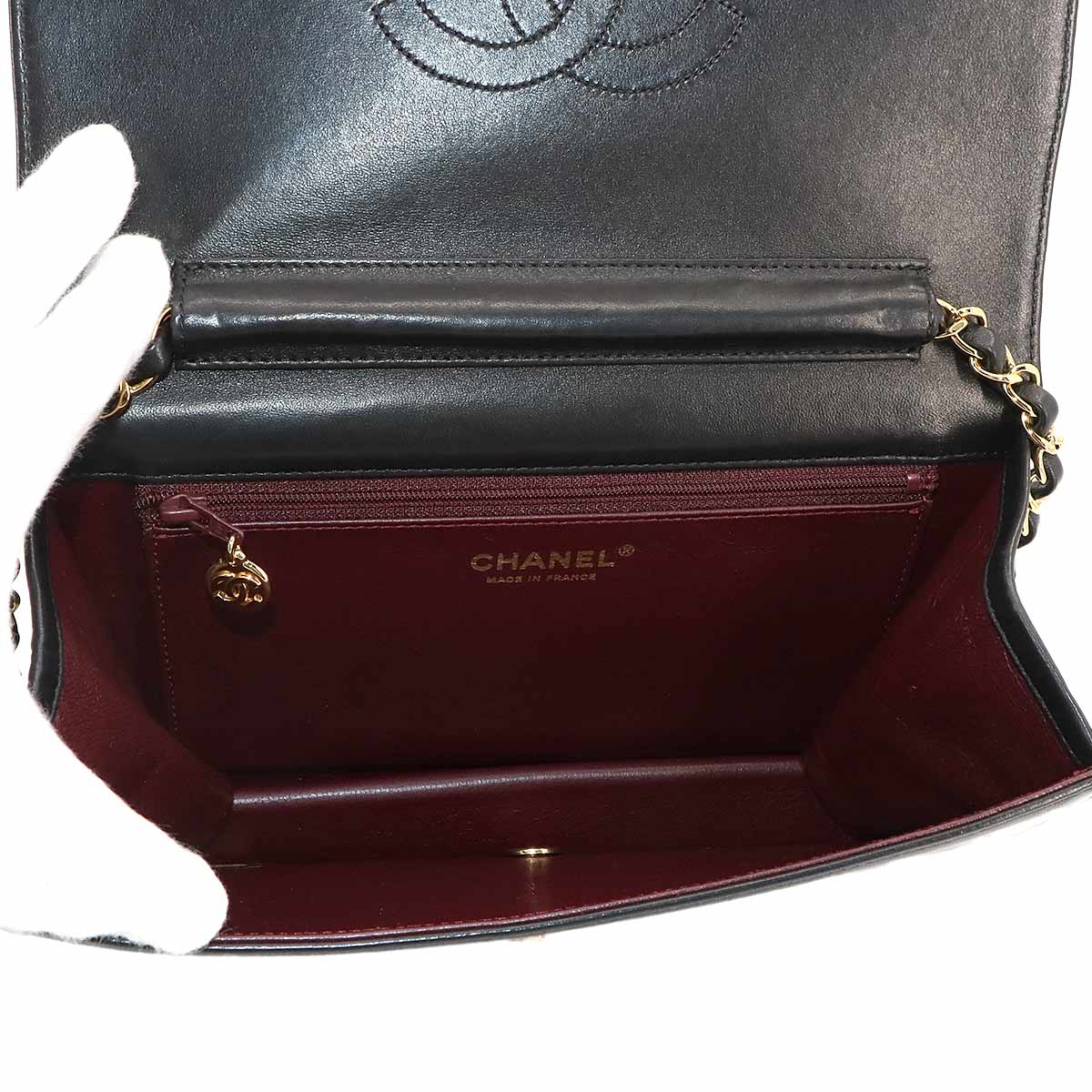 Small Classic Single Full Flap Bag Leather Black Vintage