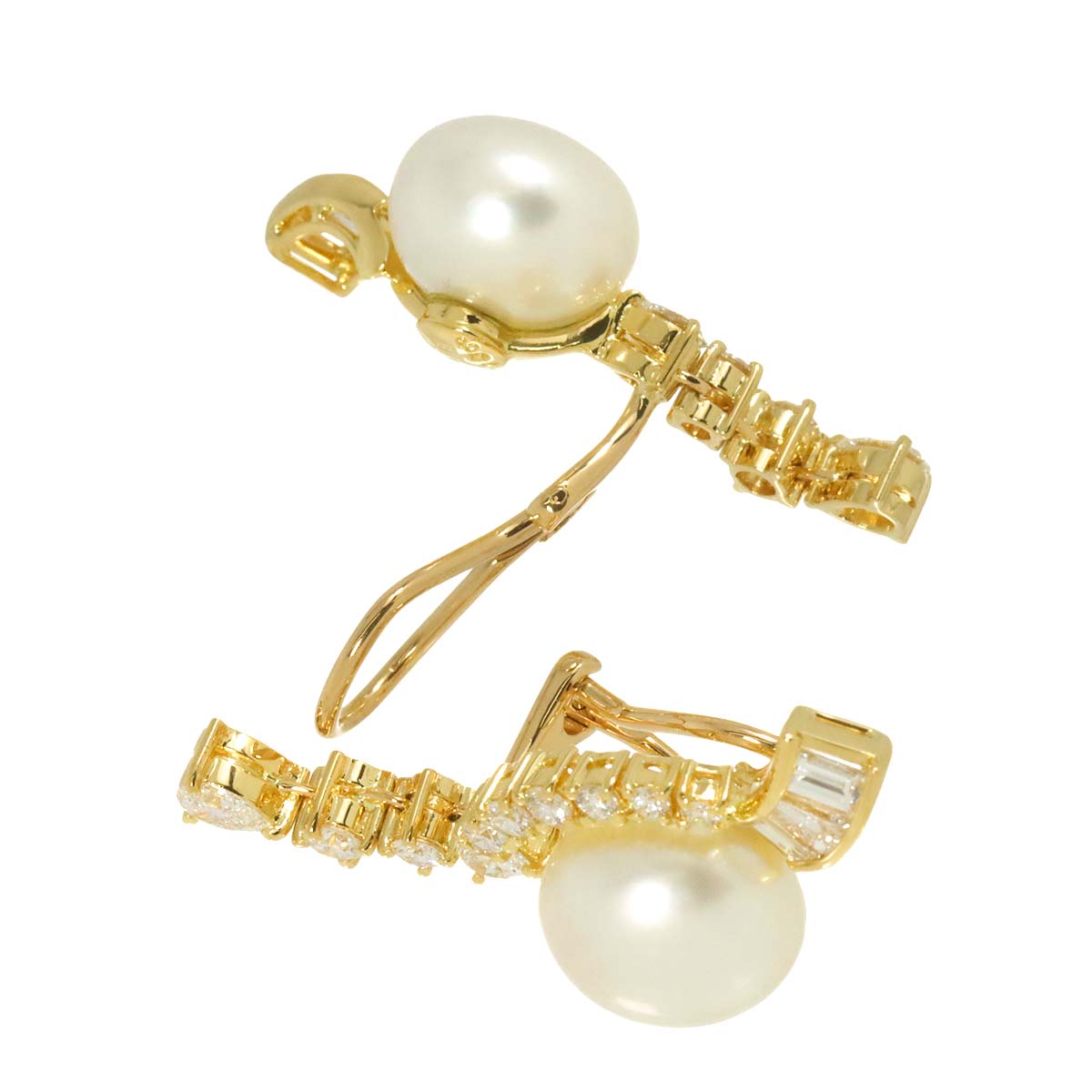 South Sea pearl Diamond 1.16ct/1.15ct Earrings 18K YG 750