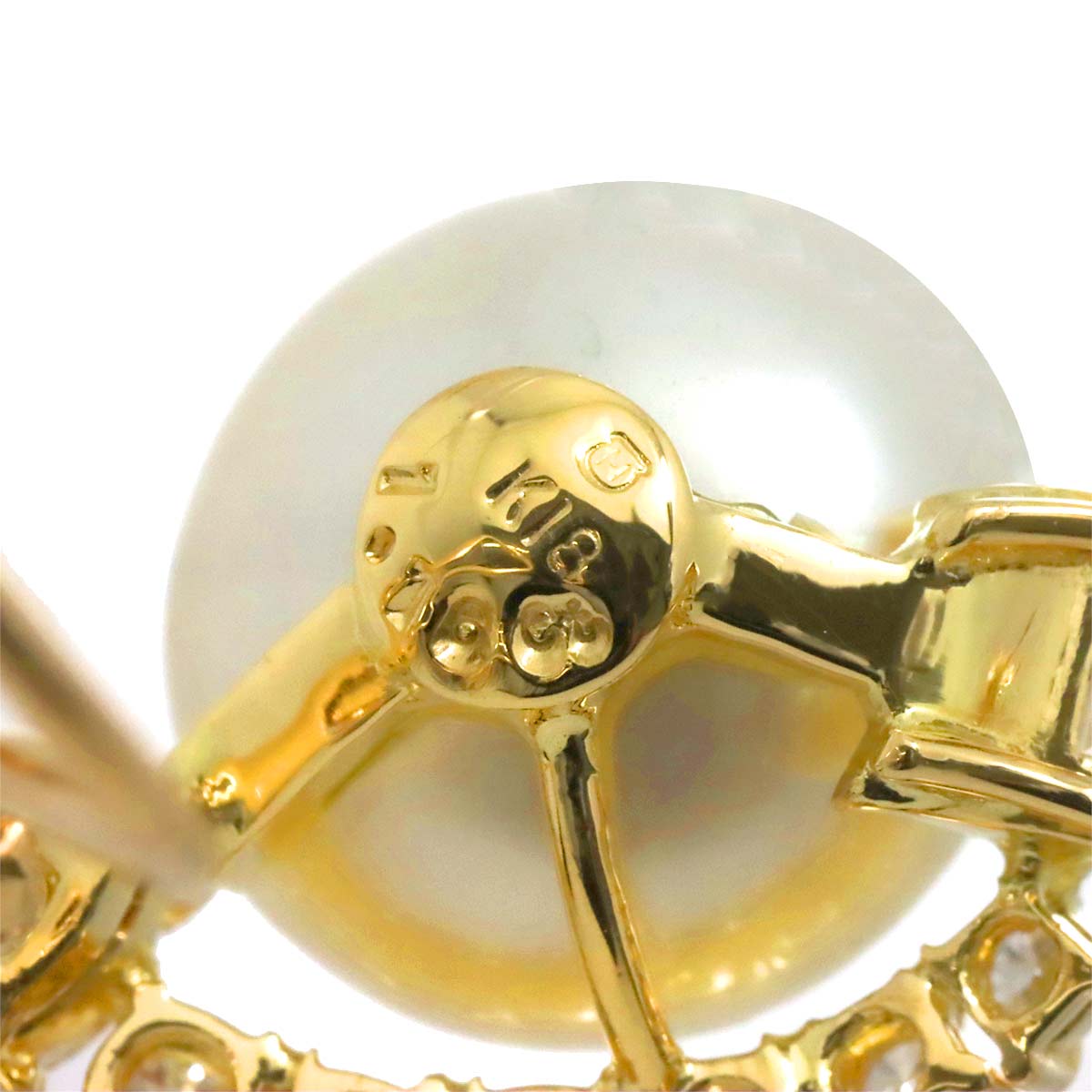 South Sea pearl Diamond 1.16ct/1.15ct Earrings 18K YG 750