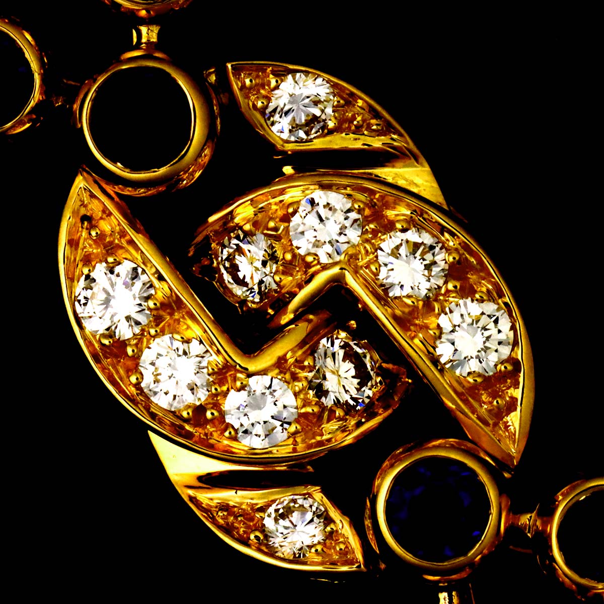 Sapphire Diamond Akoya Pearl Necklace 18K YG 750