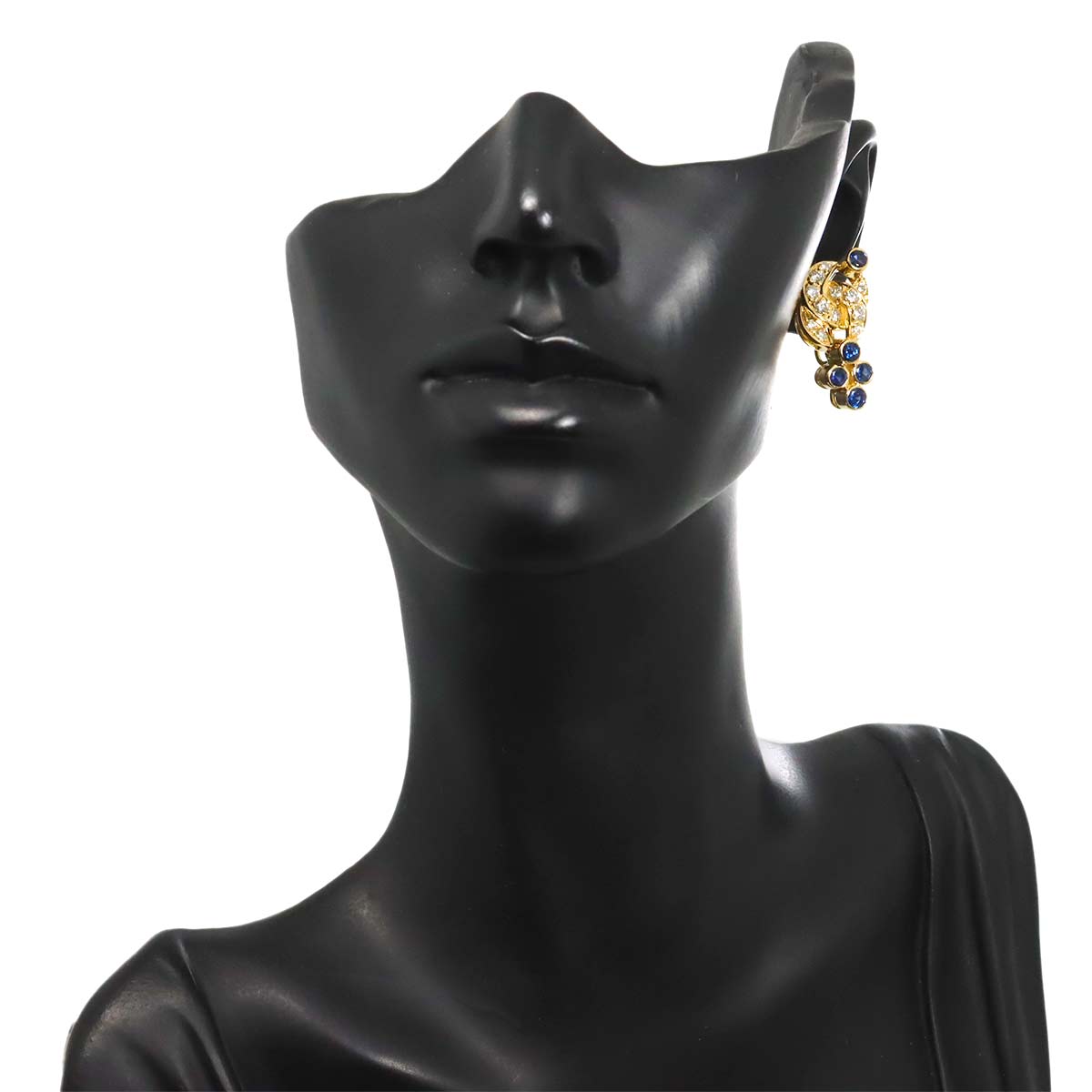 Sapphire Diamond Earrings 18K Yellow Gold 750