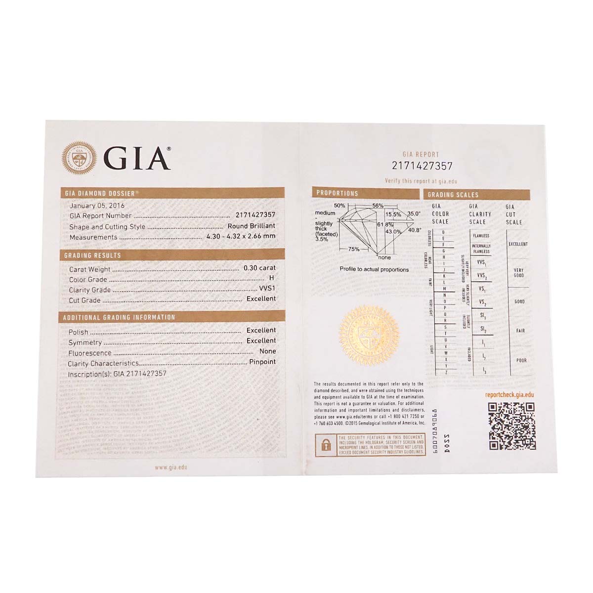 CORONA Diamond 0.30ct H/VVS1/3EX Necklace 18K YG 750