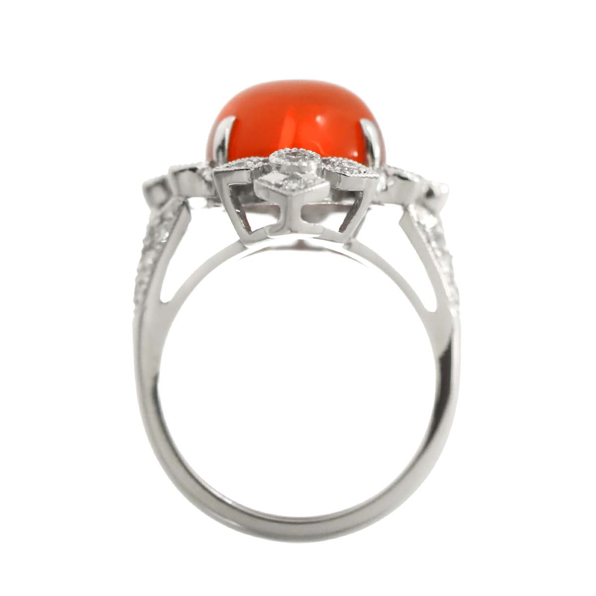 Fire Opal 6.871ct Diamond 1.40ct Ring Pt Platinum size6.25-6.5(US)