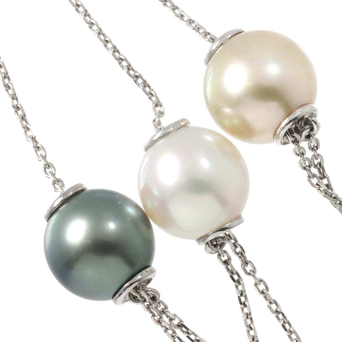 South Sea pearl 10.3mm Black Pearl 10.0mm Necklace 18K WG