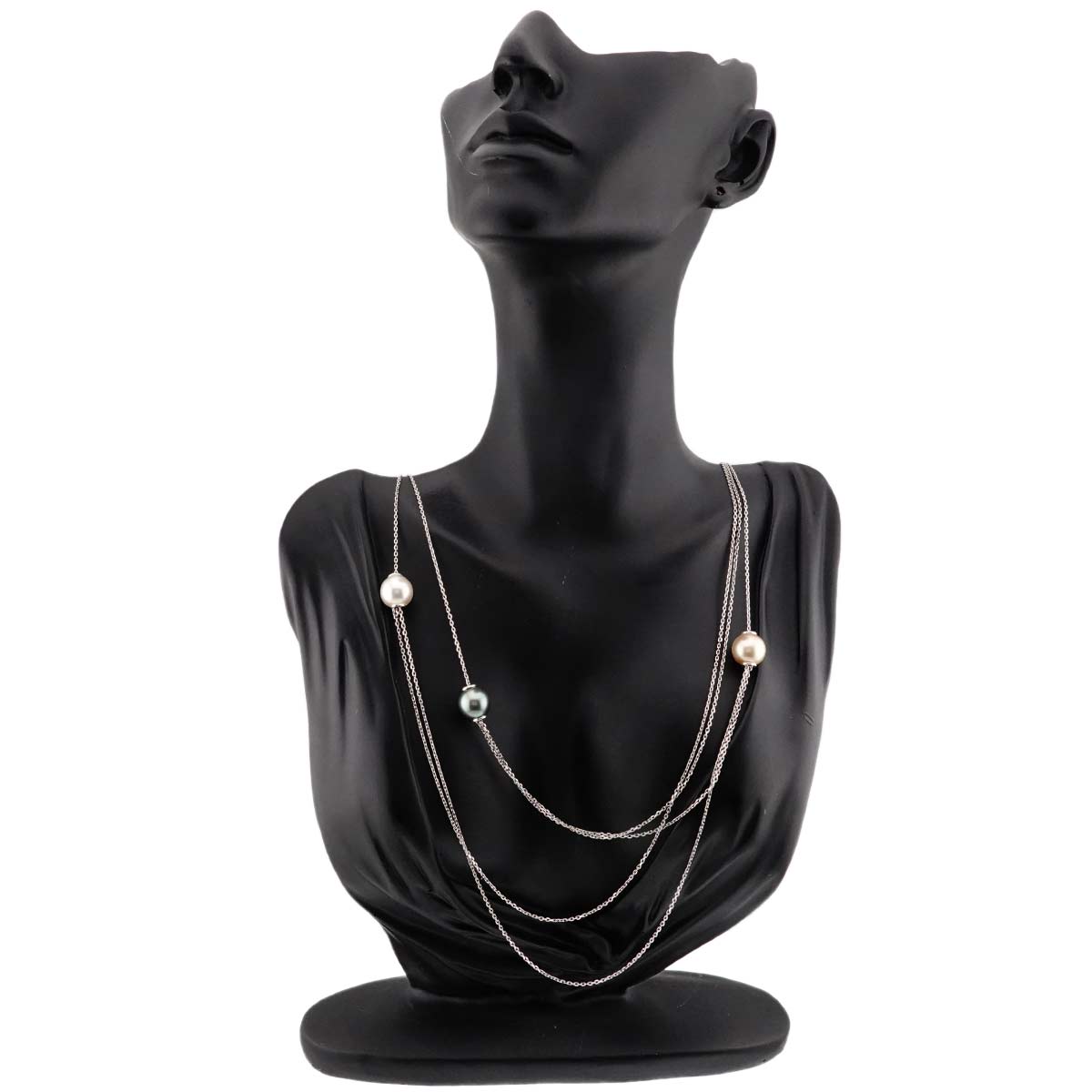 South Sea pearl 10.3mm Black Pearl 10.0mm Necklace 18K WG