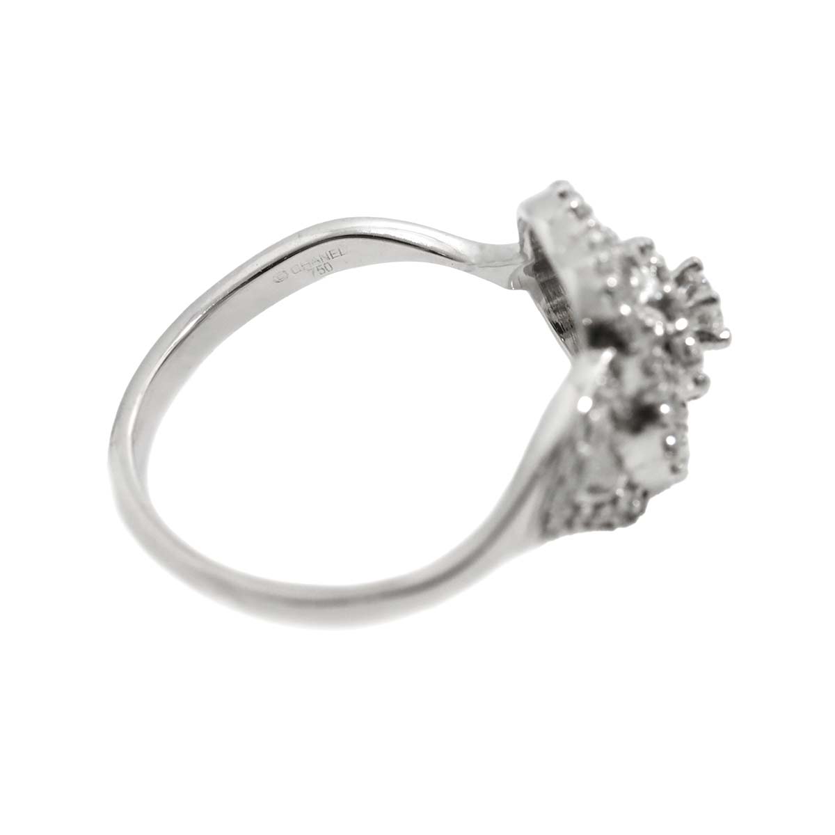 Camellia Diamond Ring 18K White Gold 750 size49 4.75-5(US)