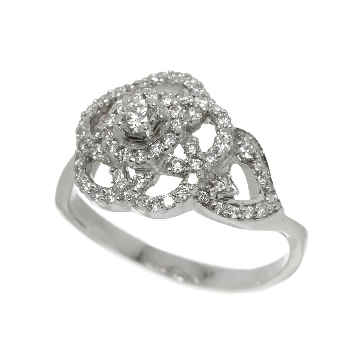 Camellia Diamond Ring 18K White Gold 750 size49 4.75-5(US)