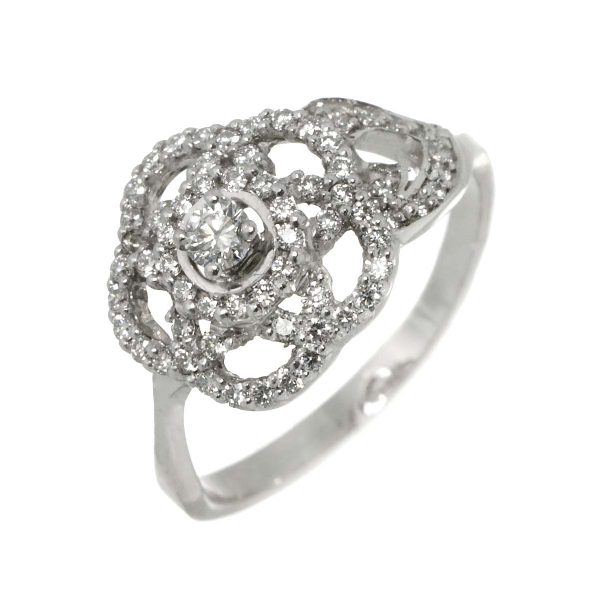 Camellia Diamond Ring 18K White Gold 750 size49 4.75-5(US)