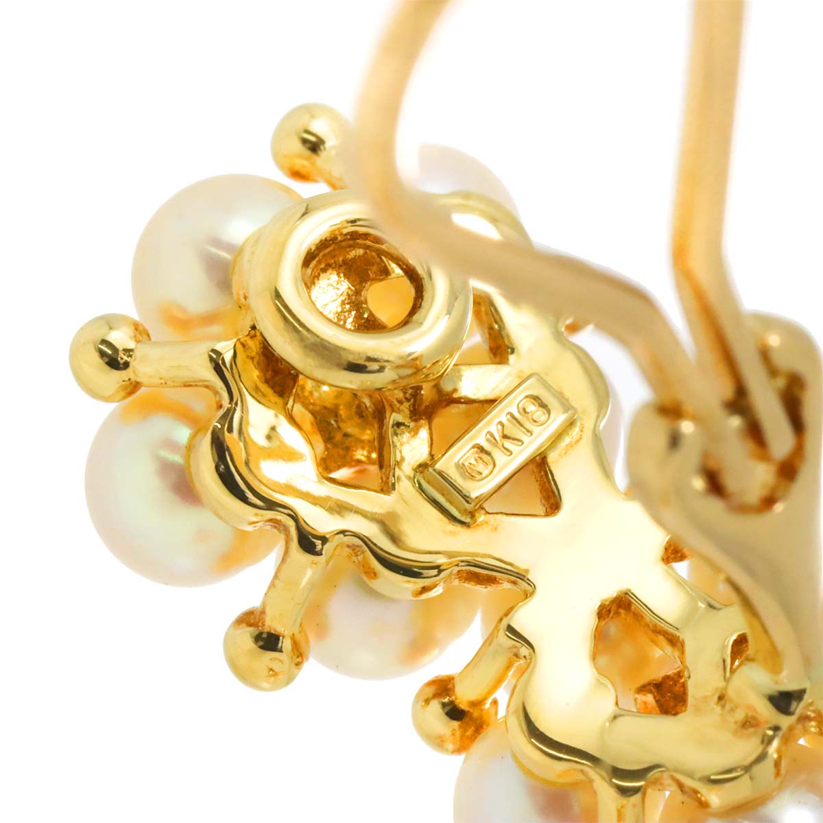 Akoya Pearl 4.1mm Diamond Earrings Clip on 18K YG 750