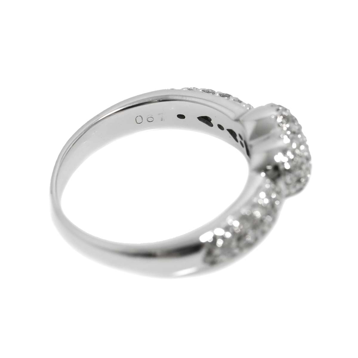 Heart Motif Diamond 0.67ct Ring 18K WG 750 Size4.75-5(US)