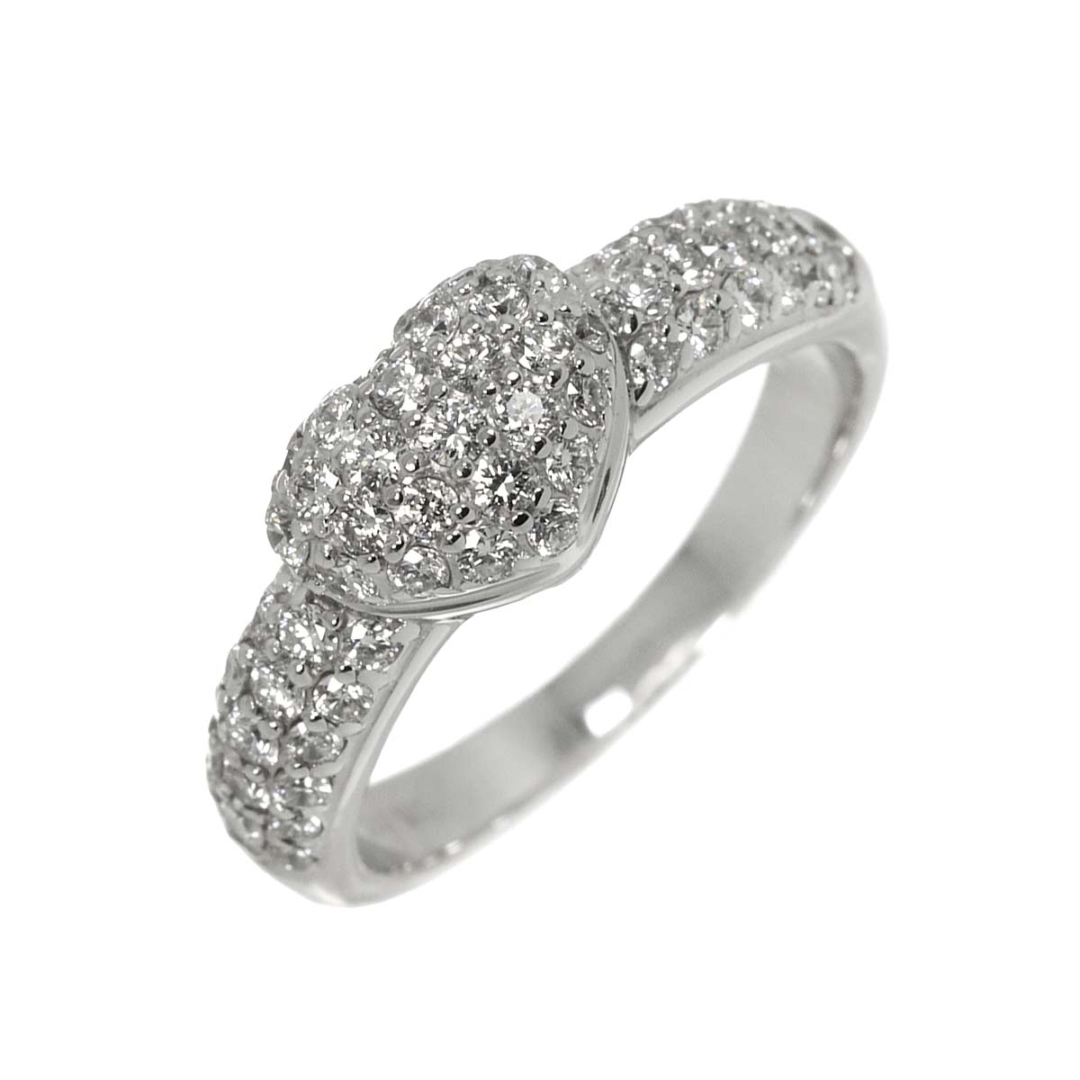 Heart Motif Diamond 0.67ct Ring 18K WG 750 Size4.75-5(US)