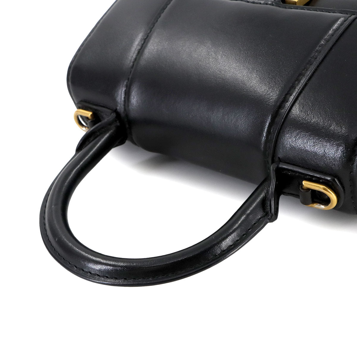 Hourglass XS Hand Shoulder Bag Leather Black 592833