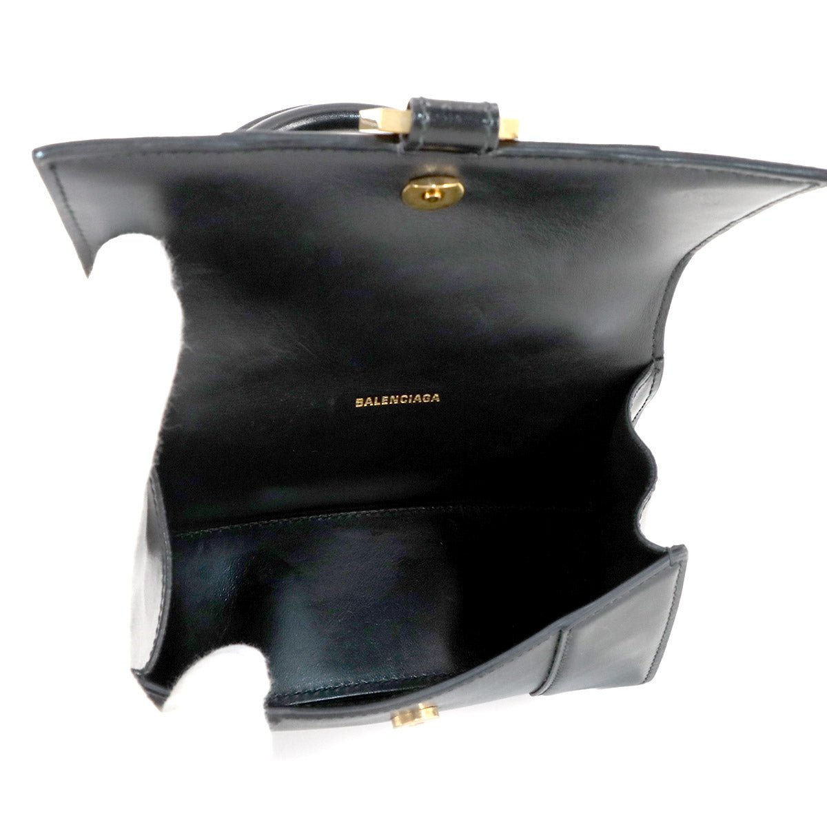 Hourglass XS Hand Shoulder Bag Leather Black 592833