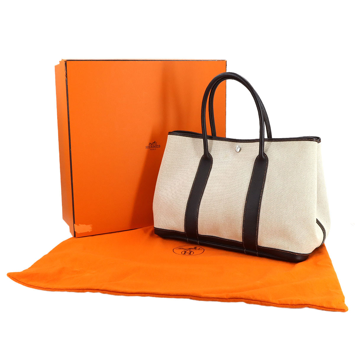 Garden Party PM Tote Bag Toile H Natural Marron Purse