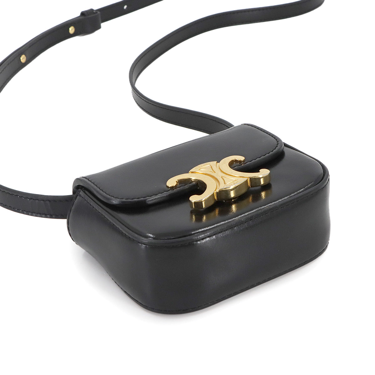 Triomphe Claude Mini Shoulder Bag Leather Black 10I513DPV